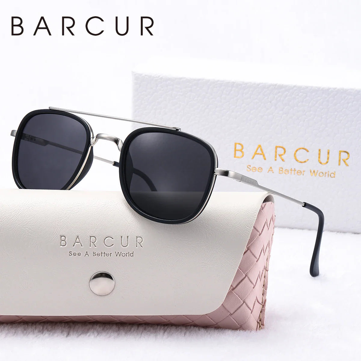 BARCUR Cool Oval Double Beam Polarized TAC Sunglasses