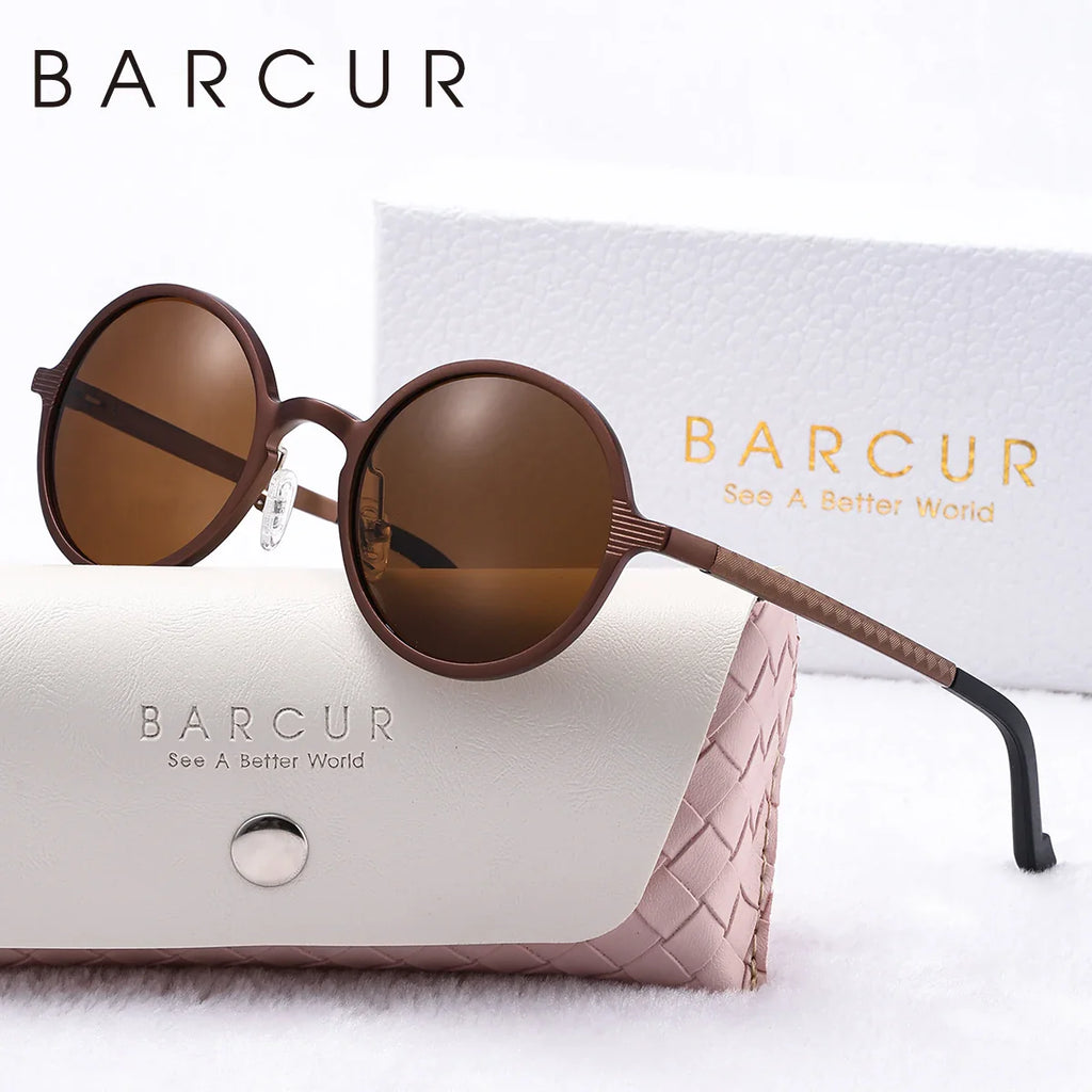 Stevvex BARCUR retro round polarized sunglasses with UV400 protection and trendy design, shown in the image.