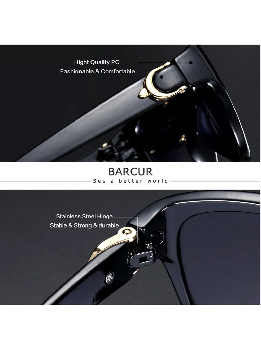 BARCUR Polarized Round Sunglasses – UV400 Unisex