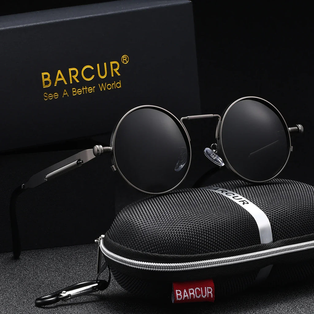 Men's Steampunk Round Sunglasses – Polarized UV400 Retro Style