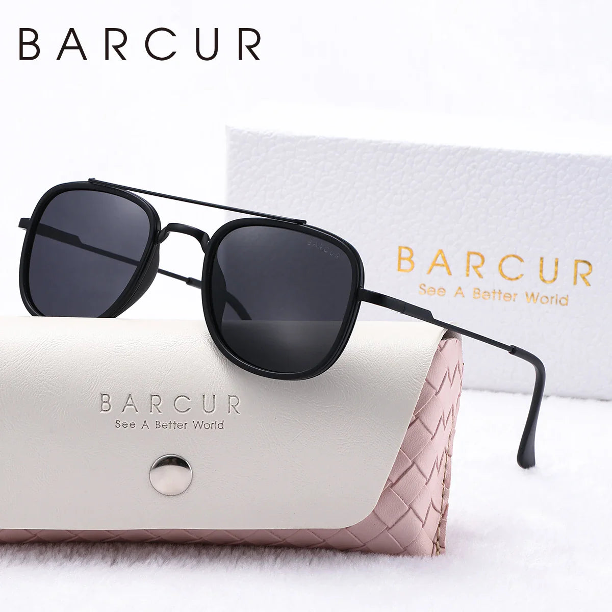 BARCUR Cool Oval Double Beam Polarized TAC Sunglasses