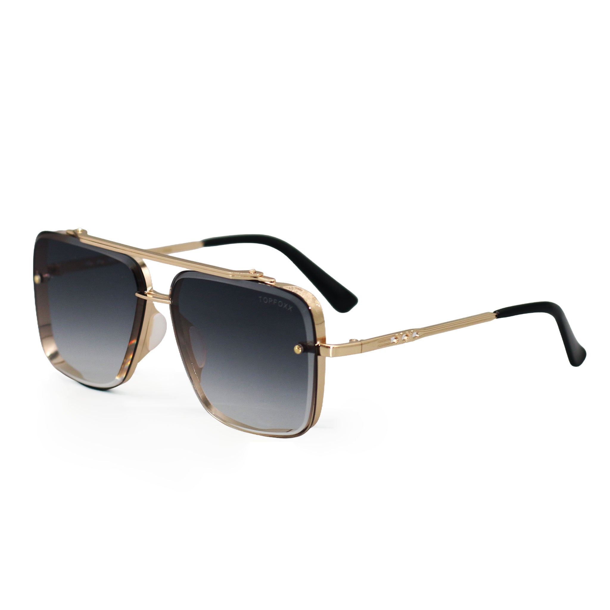 TopFoxx Bella Light Black Gold Tangle-Free Aviator Sunglasses