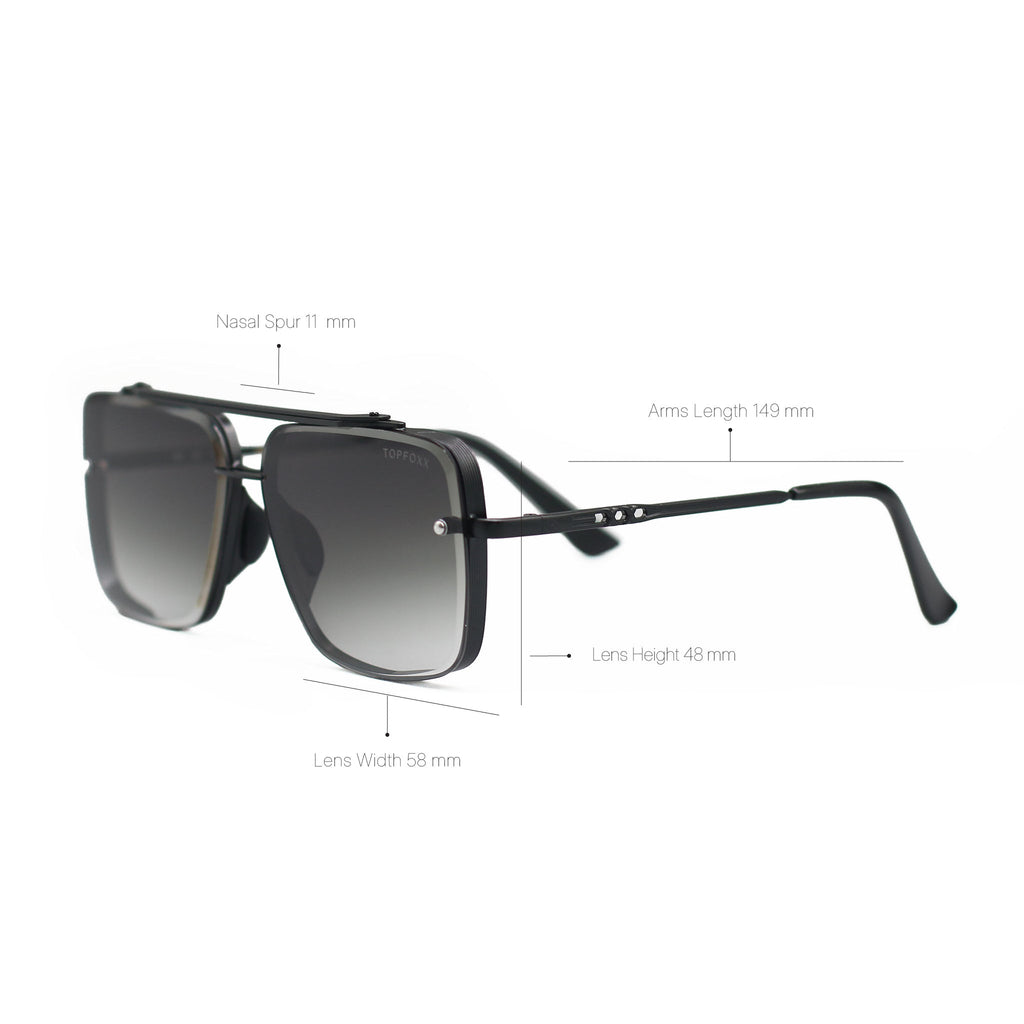 TopFoxx Smaller Bella Midnight Tangle-Free Aviator Sunglasses