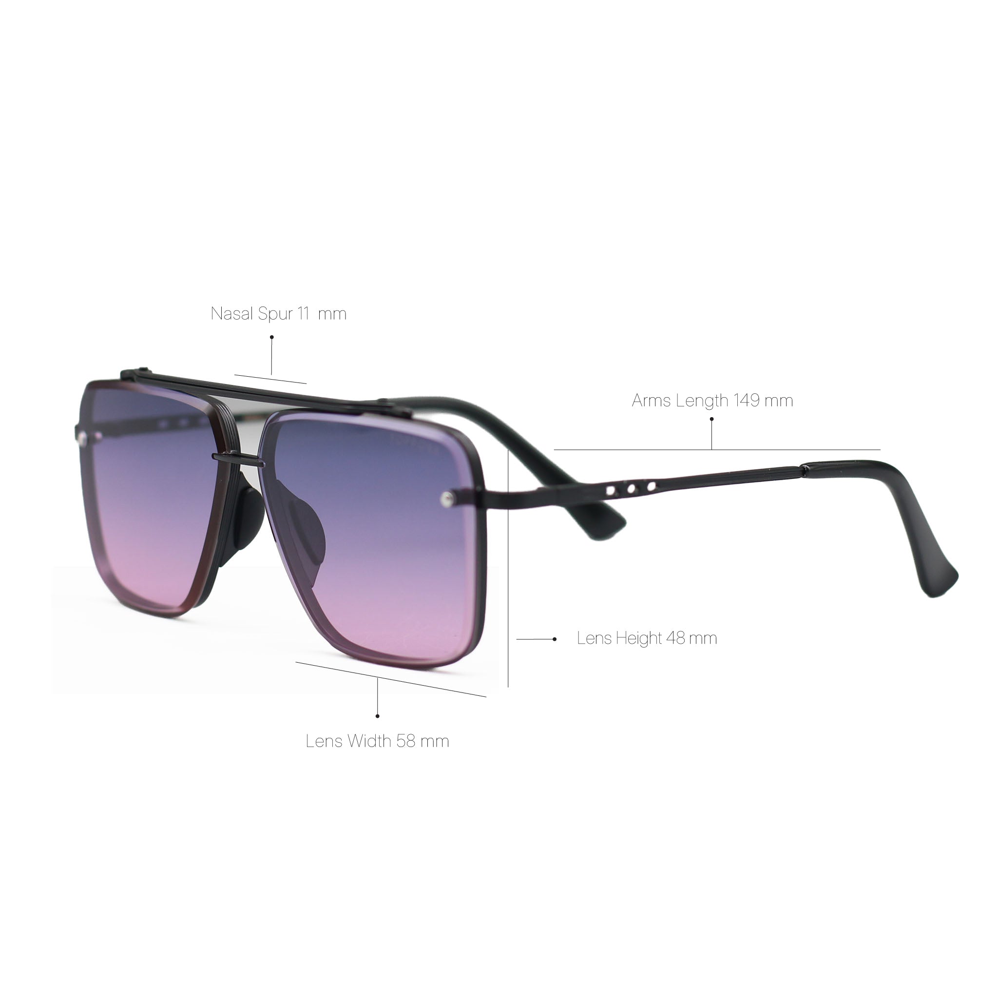 TopFoxx Smaller Bella Faded Purple & Pink Tangle-Free Aviator Sunglasses
