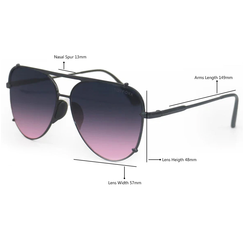 TopFoxx Smaller Cristina Faded Purple & Pink Tangle-Free Aviator Sunglasses