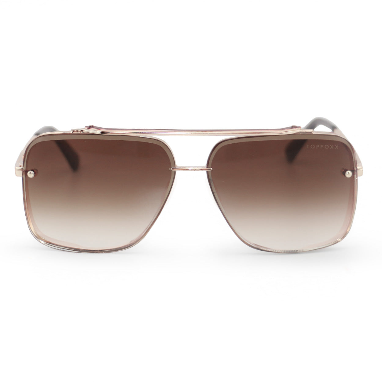 TopFoxx Smaller Bella Coffee Tangle-Free Oversized Square Aviator Sunglasses