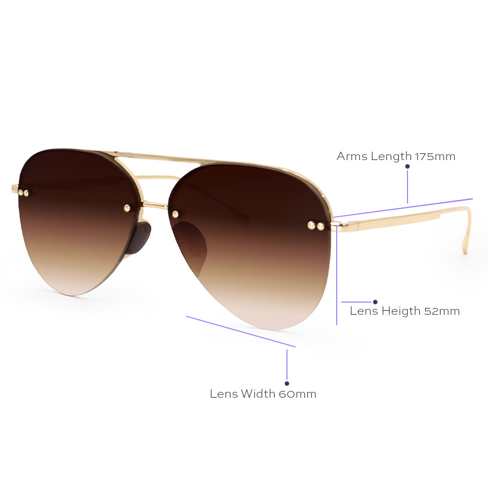 TopFoxx Smaller Megan 2 Faded Brown Tangle-Free Aviator Sunglasses