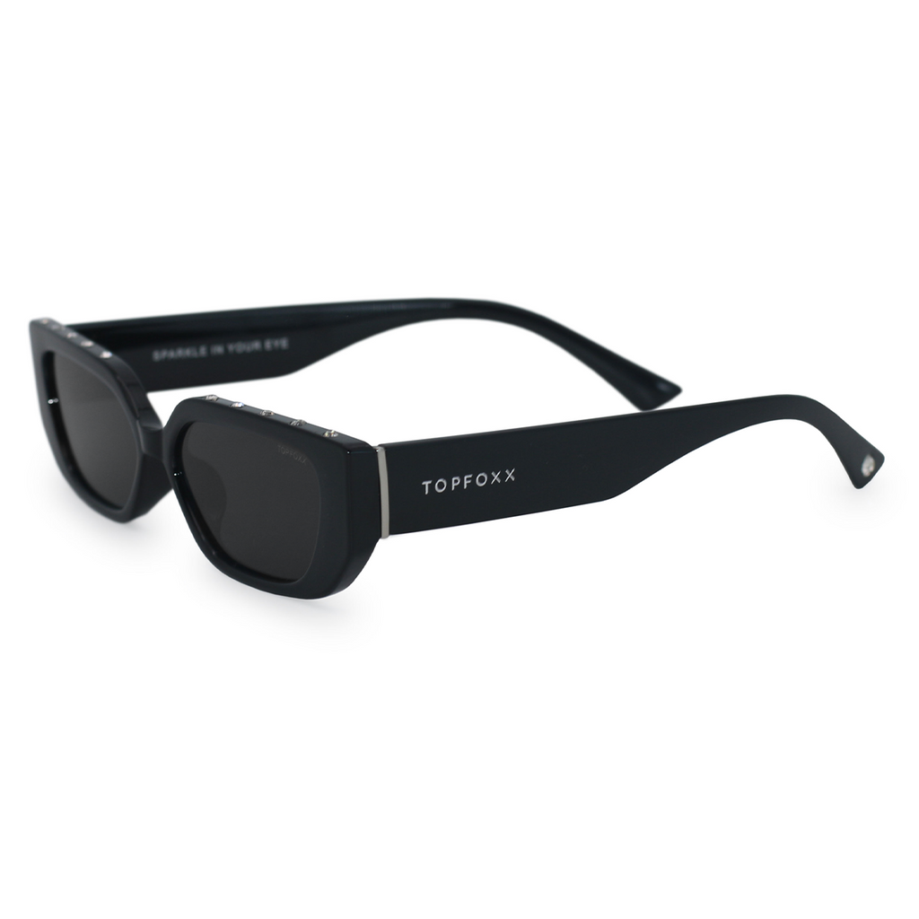 TopFoxx Sparkle In Your Eye Black Rhinestone Sunglasses