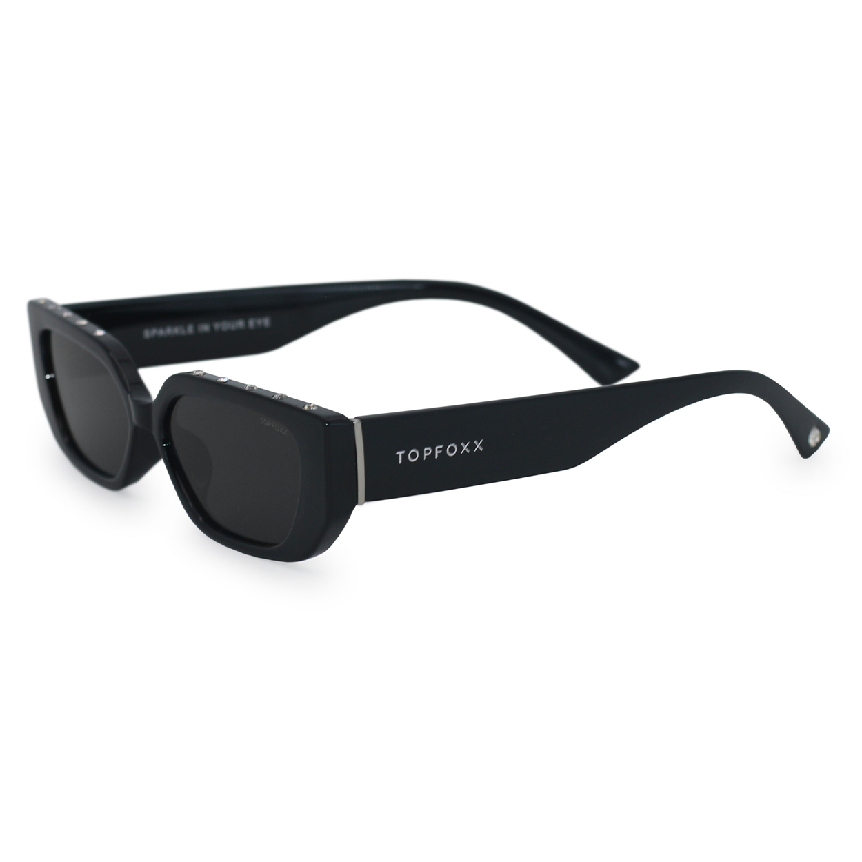 TopFoxx Sparkle In Your Eye Black Rhinestone Sunglasses