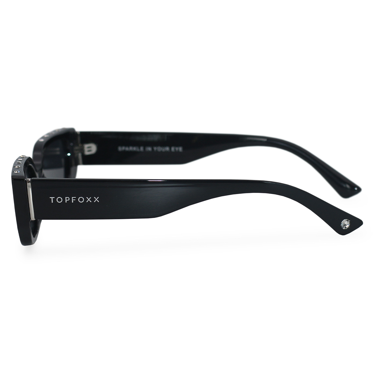 TopFoxx Sparkle In Your Eye Black Rhinestone Sunglasses