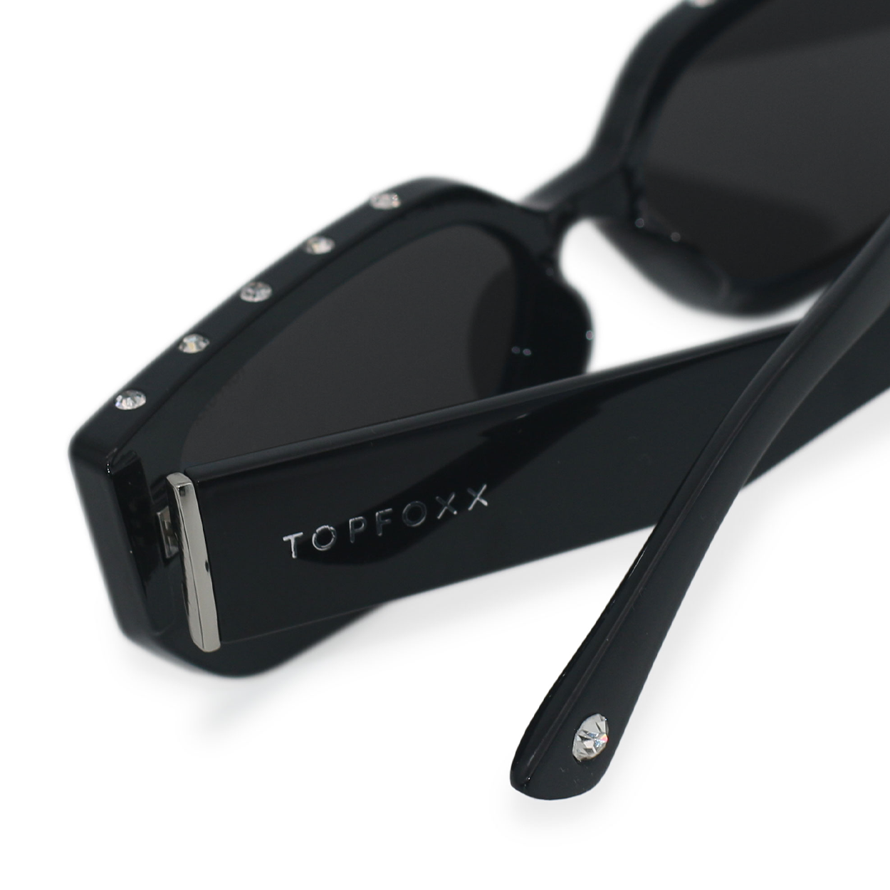 TopFoxx Sparkle In Your Eye Black Rhinestone Sunglasses