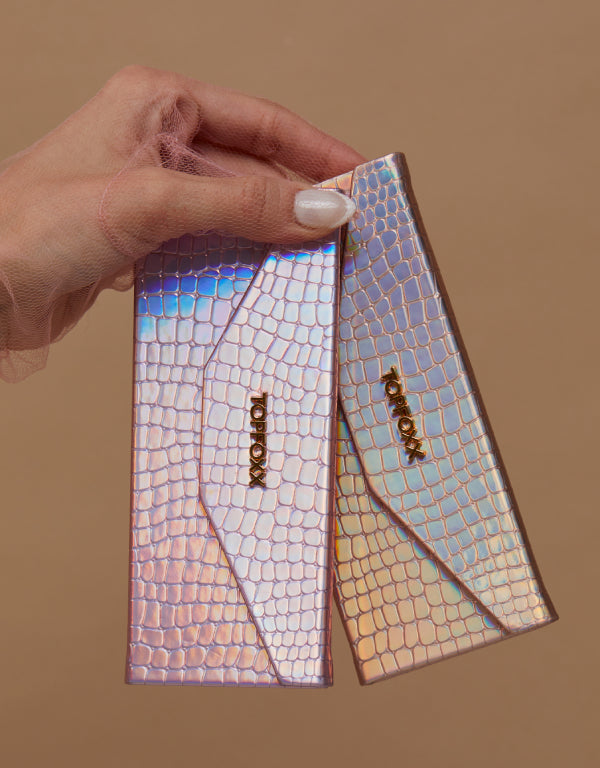 TopFoxx Nude Foldable Holographic Sunglasses Case — Iridescent & Lightweight