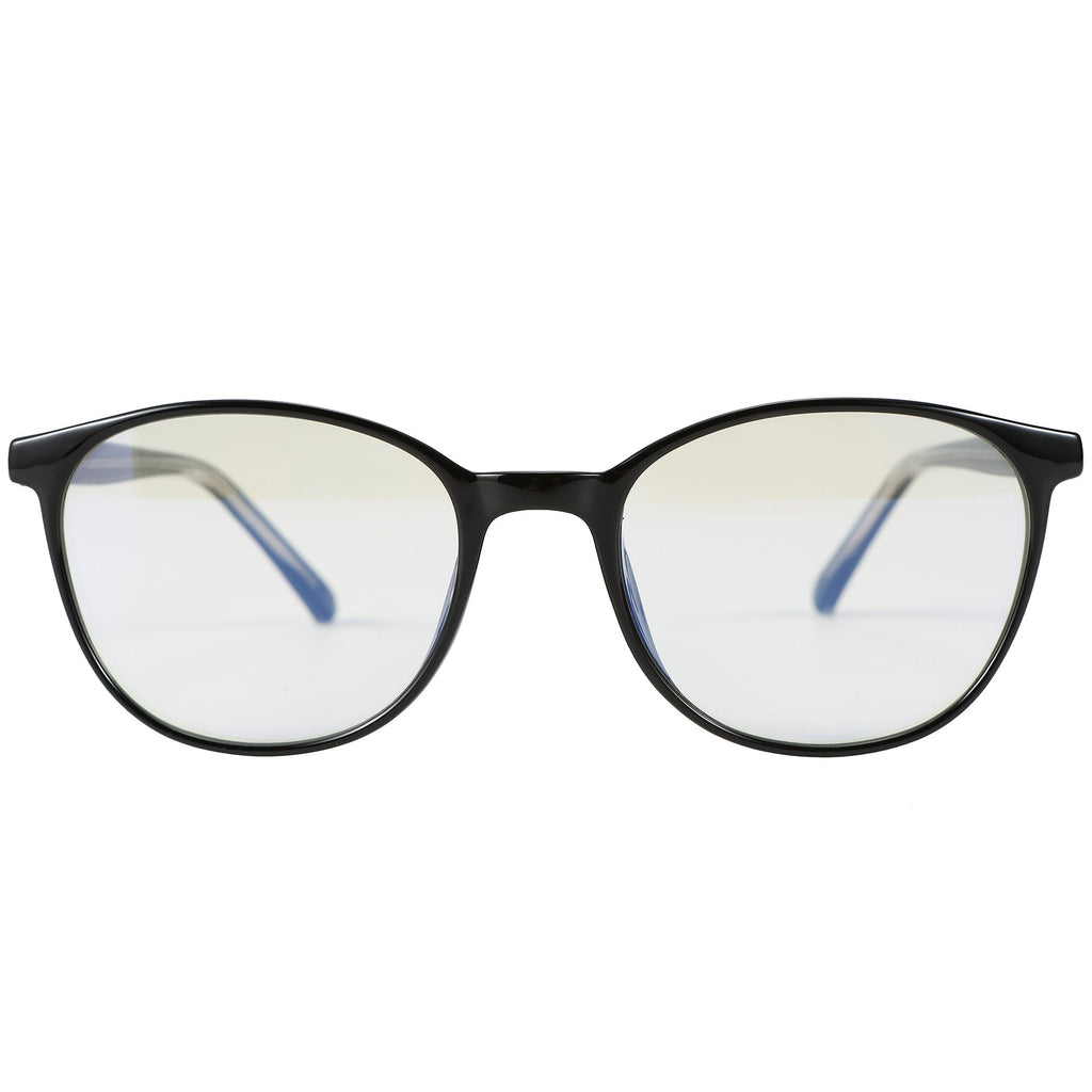 Blue Light Glasses by Sleep ZM, Taylor Kids Day-Time Blue Light Blocking Glasses in black, with clear lenses designed for children.