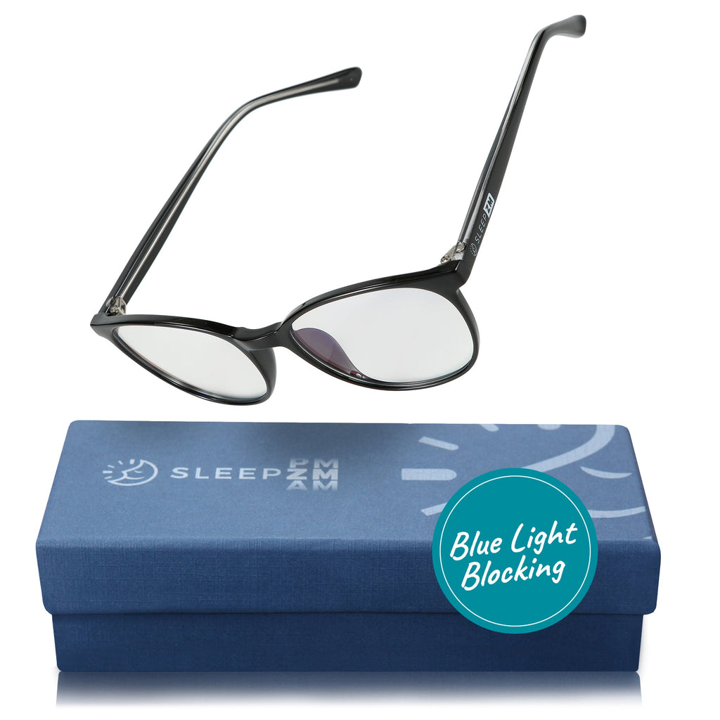 Blue Light Glasses by Sleep ZM, Taylor Kids daytime blue light blocking glasses in black, designed for children to reduce screen glare.