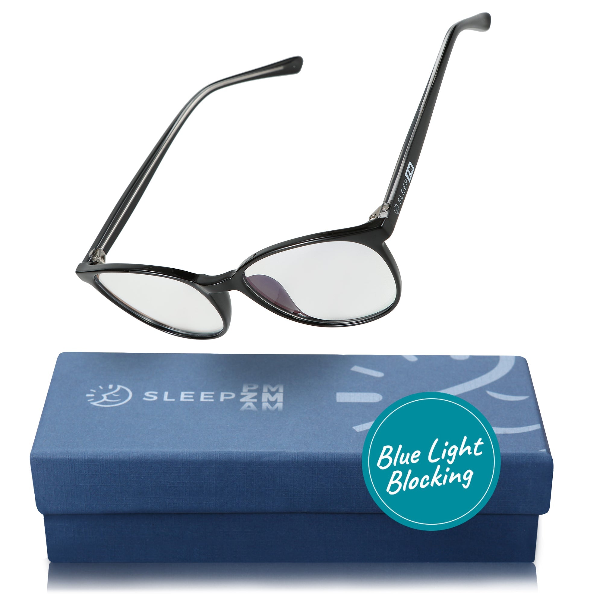 Blue Light Glasses by Sleep ZM, Taylor Kids daytime blue light blocking glasses in black, designed for children to reduce screen glare.