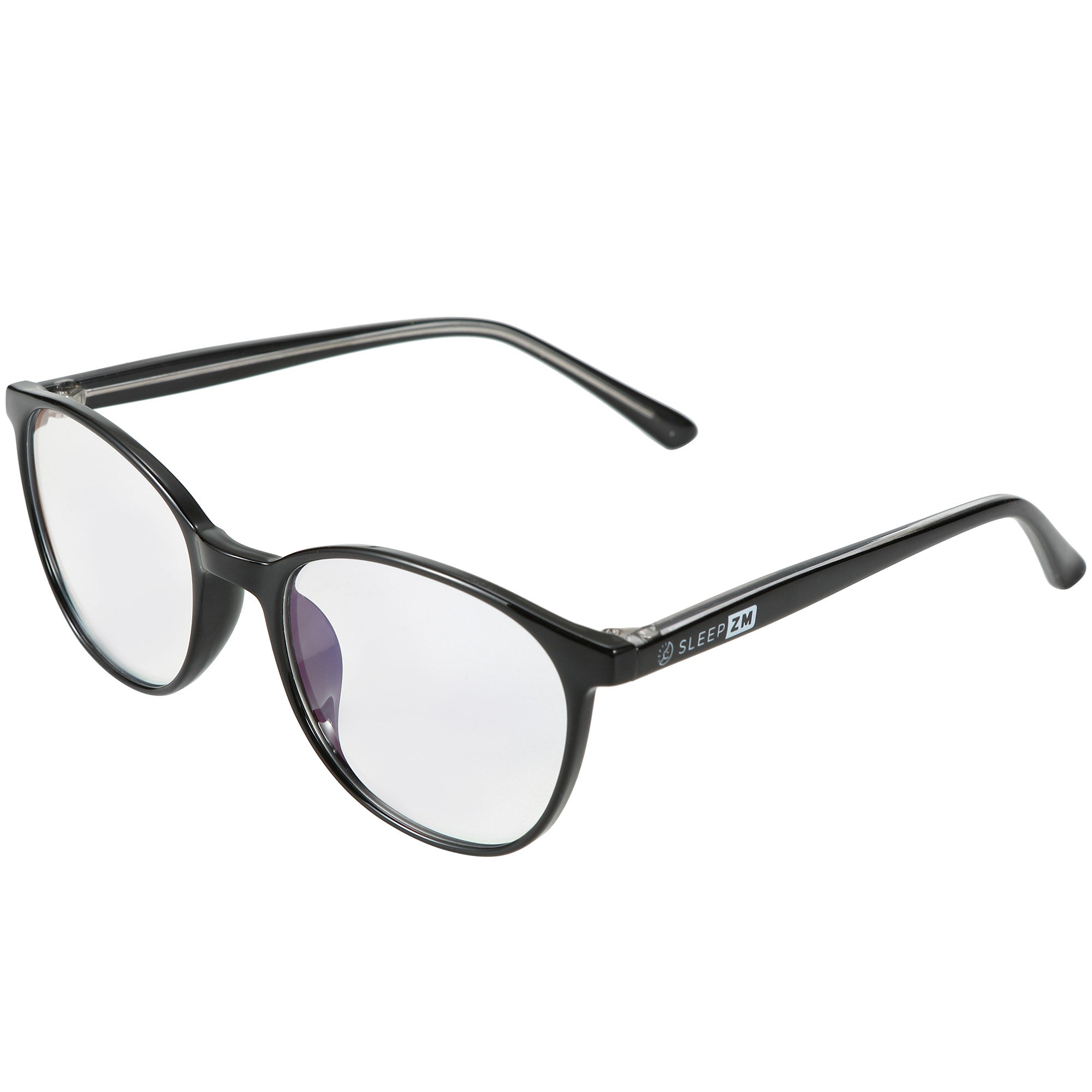 Blue Light Glasses by Sleep ZM for kids, Taylor Day-Time model with black frames and clear lenses, designed to block blue light.