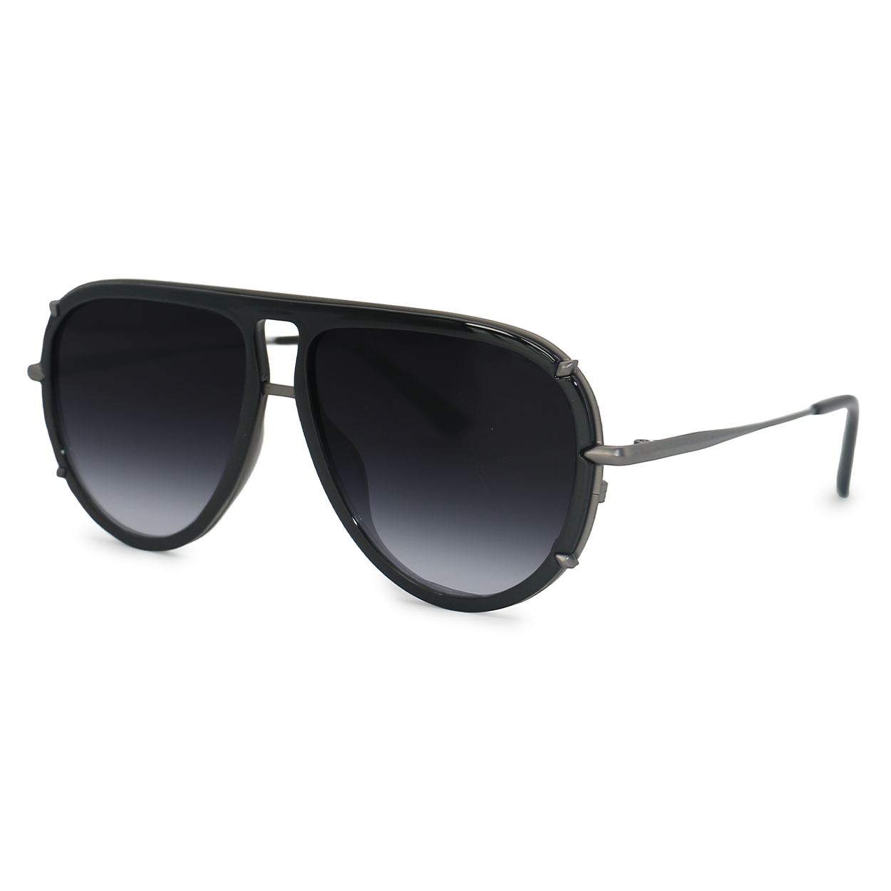 TopFoxx Ivy Luxe Black Tangle-Free Round Aviator Sunglasses