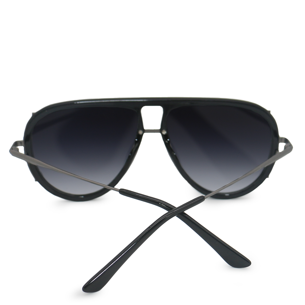 TopFoxx Ivy Luxe Black Tangle-Free Round Aviator Sunglasses