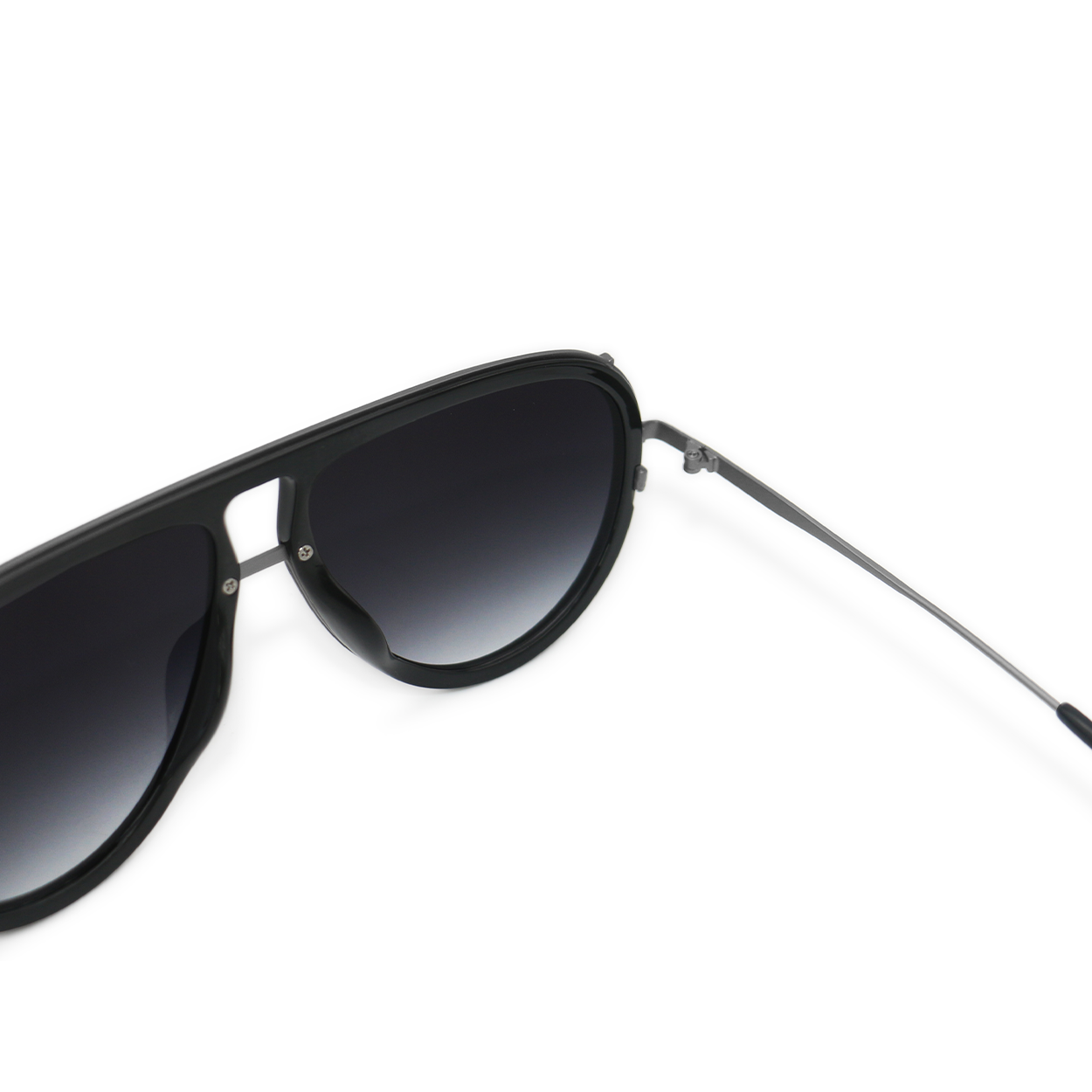 TopFoxx Ivy Luxe Black Tangle-Free Round Aviator Sunglasses
