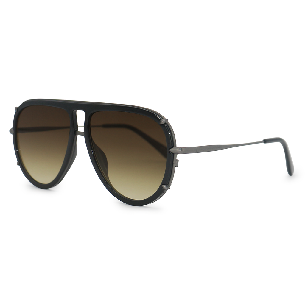 TopFoxx Ivy Luxe Olive Tangle-Free Round Aviator Sunglasses
