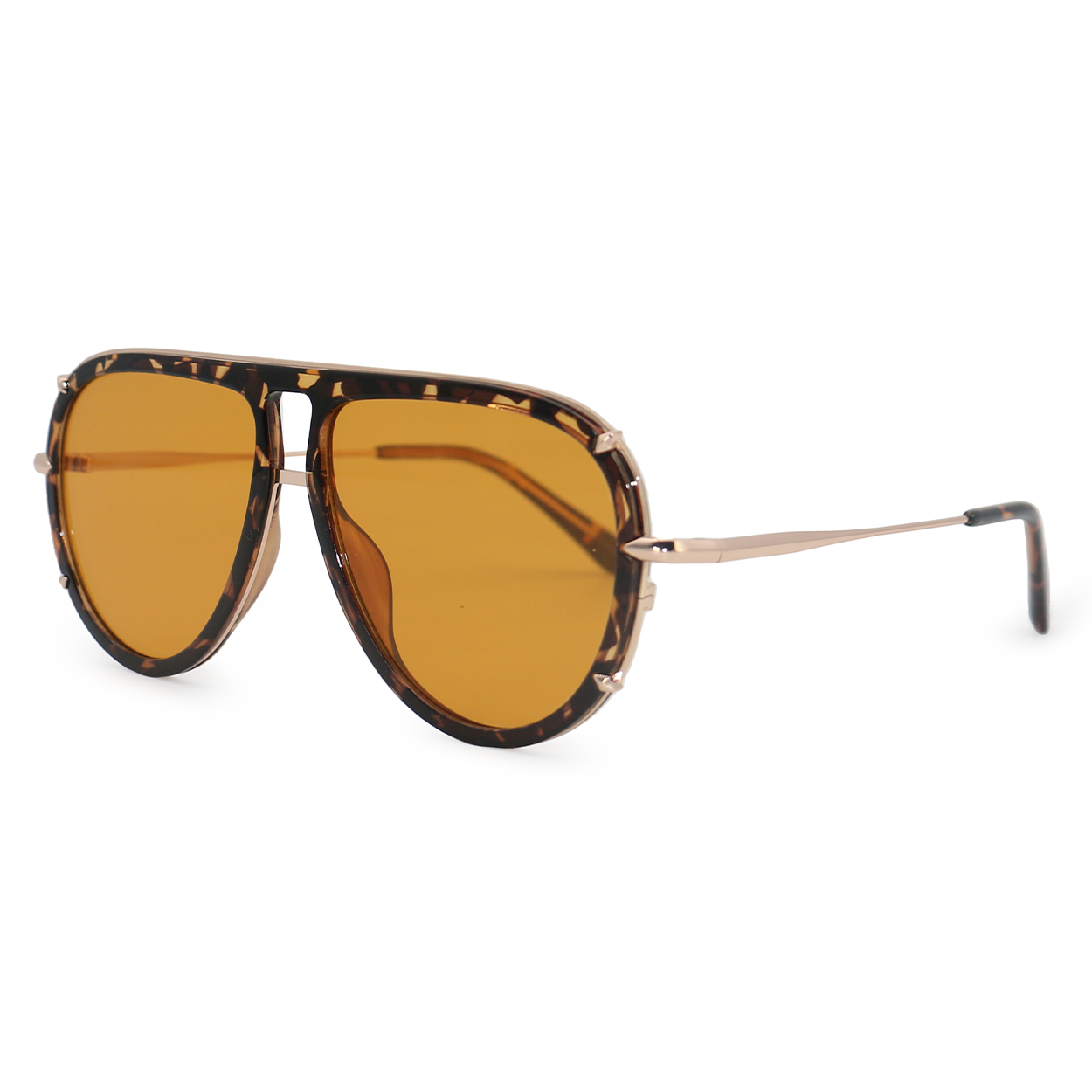 TopFoxx Ivy Luxe Yellow Tangle-Free Round Aviator Sunglasses
