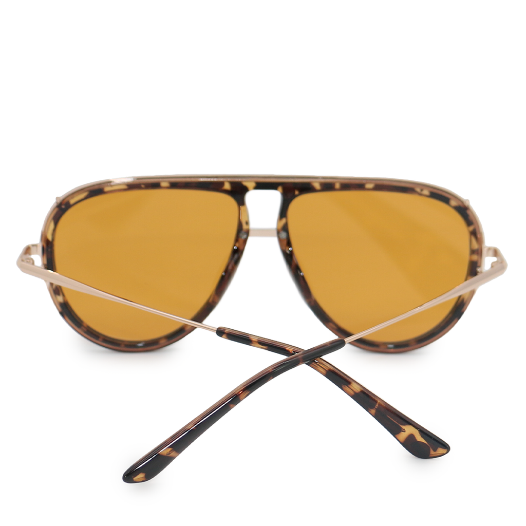 TopFoxx Ivy Luxe Yellow Tangle-Free Round Aviator Sunglasses
