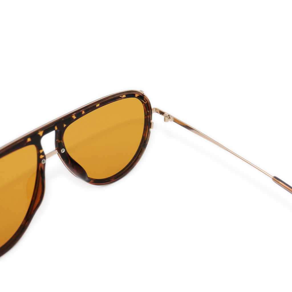 TopFoxx Ivy Luxe Yellow Tangle-Free Round Aviator Sunglasses