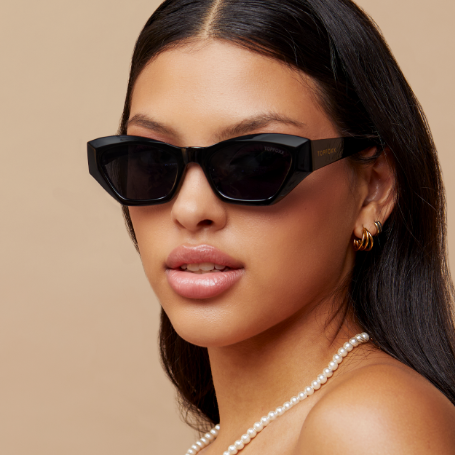 TopFoxx Bright as My Future Black Cat Eye Sunglasses