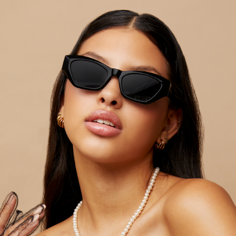 TopFoxx Bright as My Future Black Cat Eye Sunglasses
