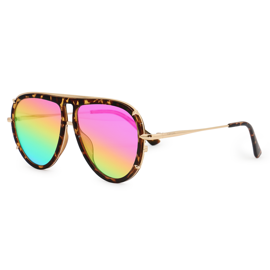 TopFoxx Ivy Luxe Pride Tangle-Free Round Aviator Sunglasses
