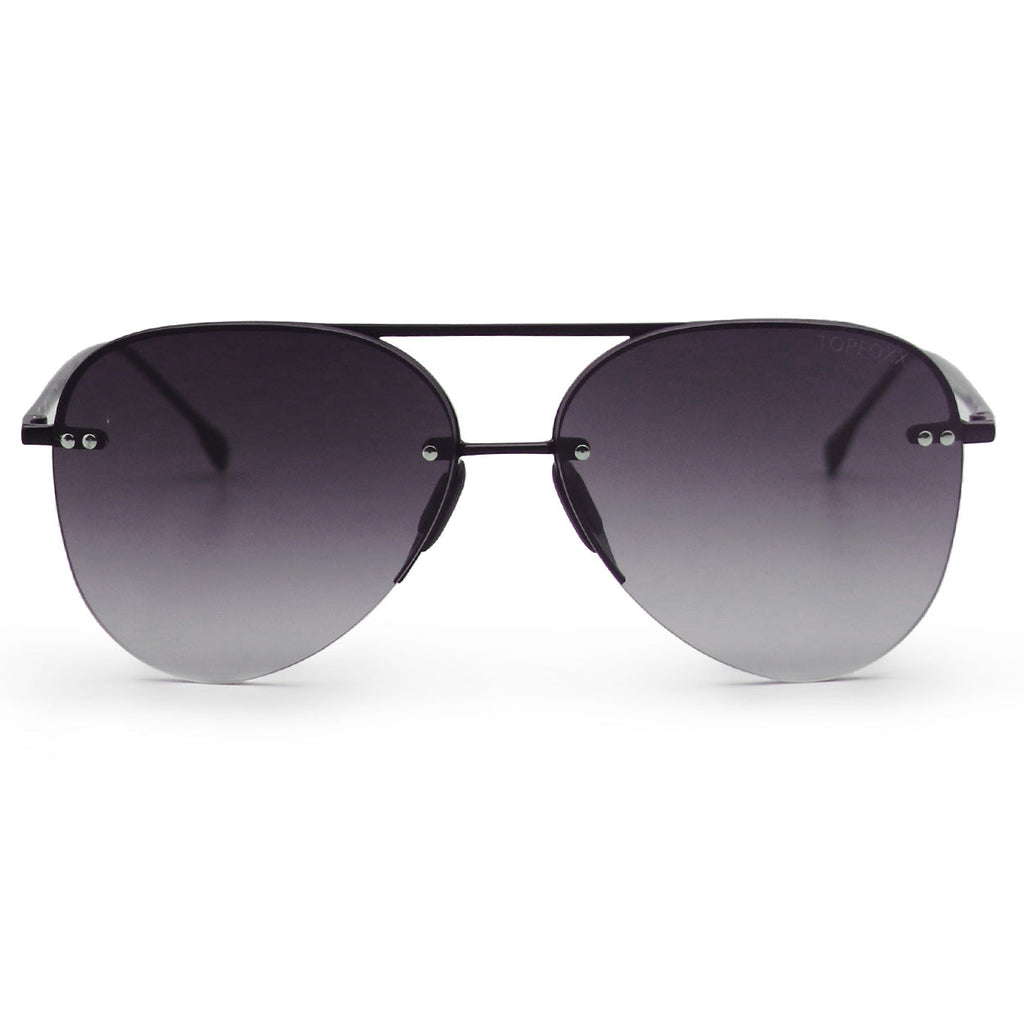 TopFoxx Smaller Megan 2 Faded Black Tangle-Free Aviator Sunglasses