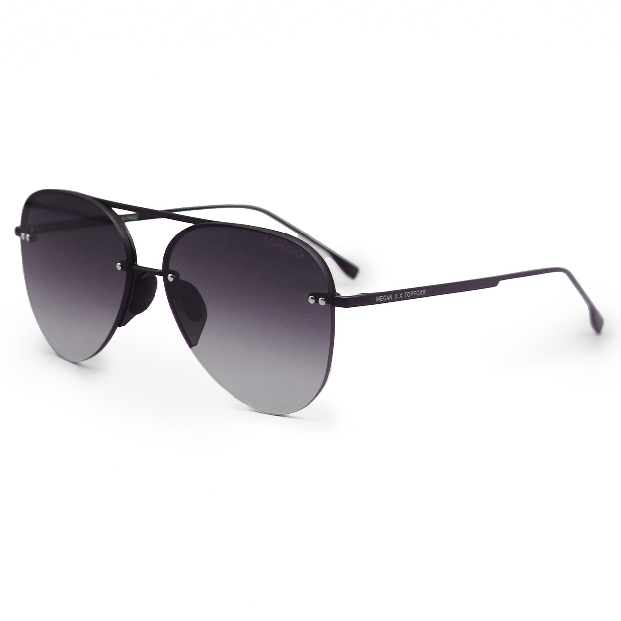 TopFoxx Smaller Megan 2 Faded Black Tangle-Free Aviator Sunglasses