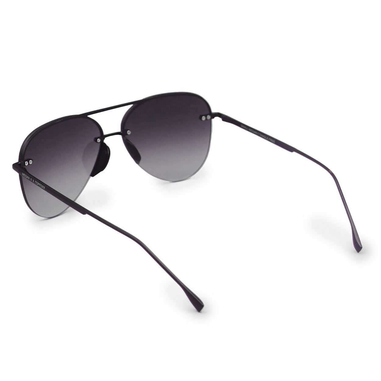 TopFoxx Smaller Megan 2 Faded Black Tangle-Free Aviator Sunglasses