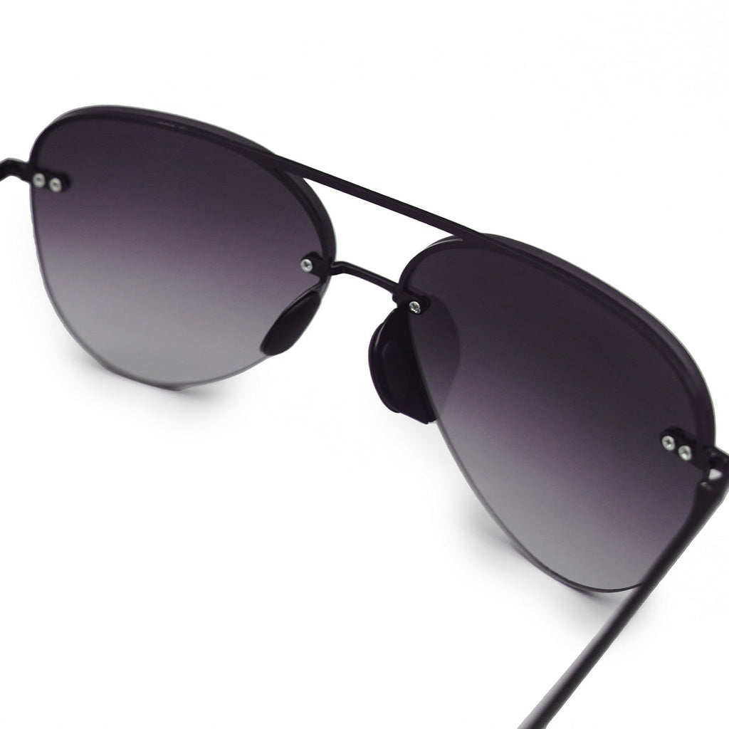 TopFoxx Smaller Megan 2 Faded Black Tangle-Free Aviator Sunglasses