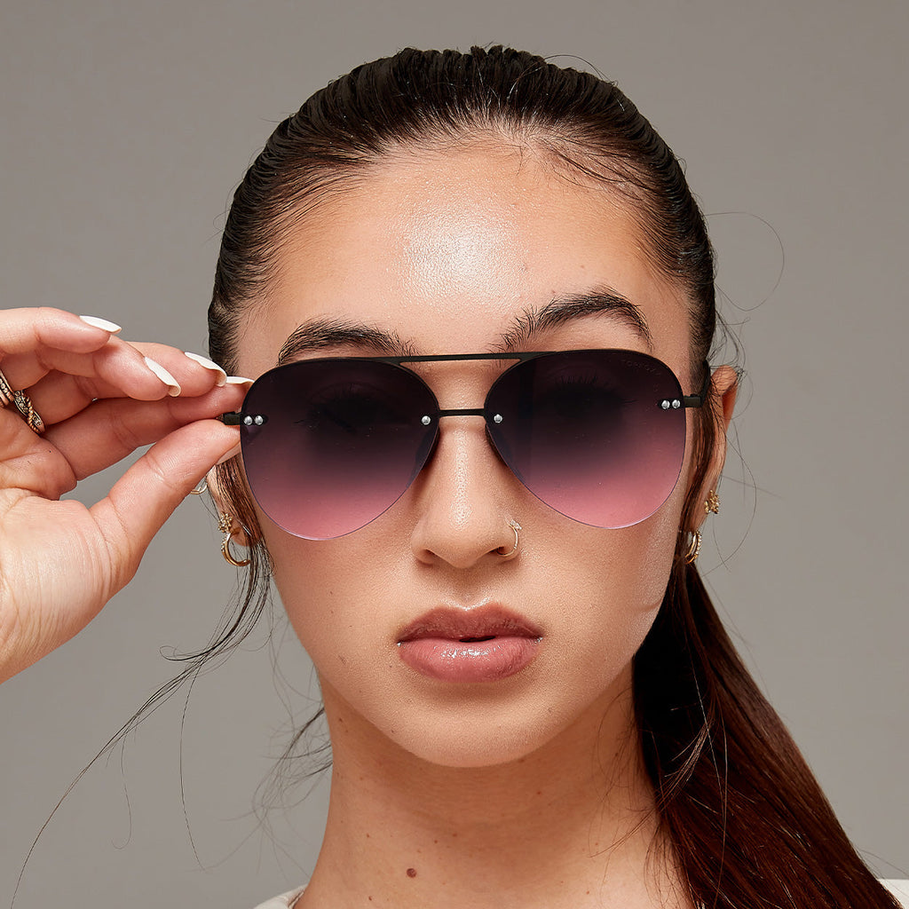 TopFoxx Smaller Megan 2 Faded Purple & Pink Tangle-Free Aviator Sunglasses