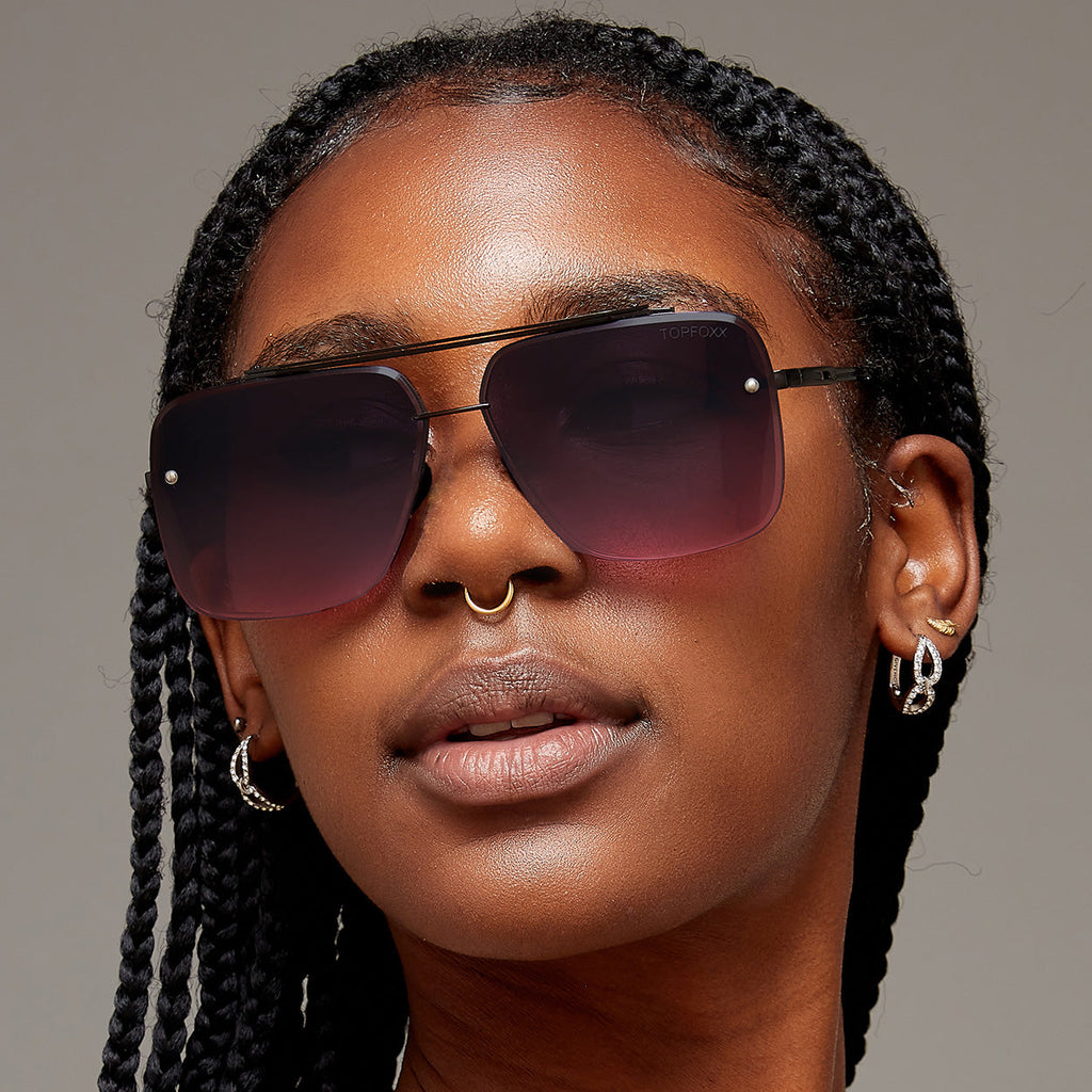 TopFoxx Bella Faded Purple & Pink Tangle-Free Aviator Sunglasses