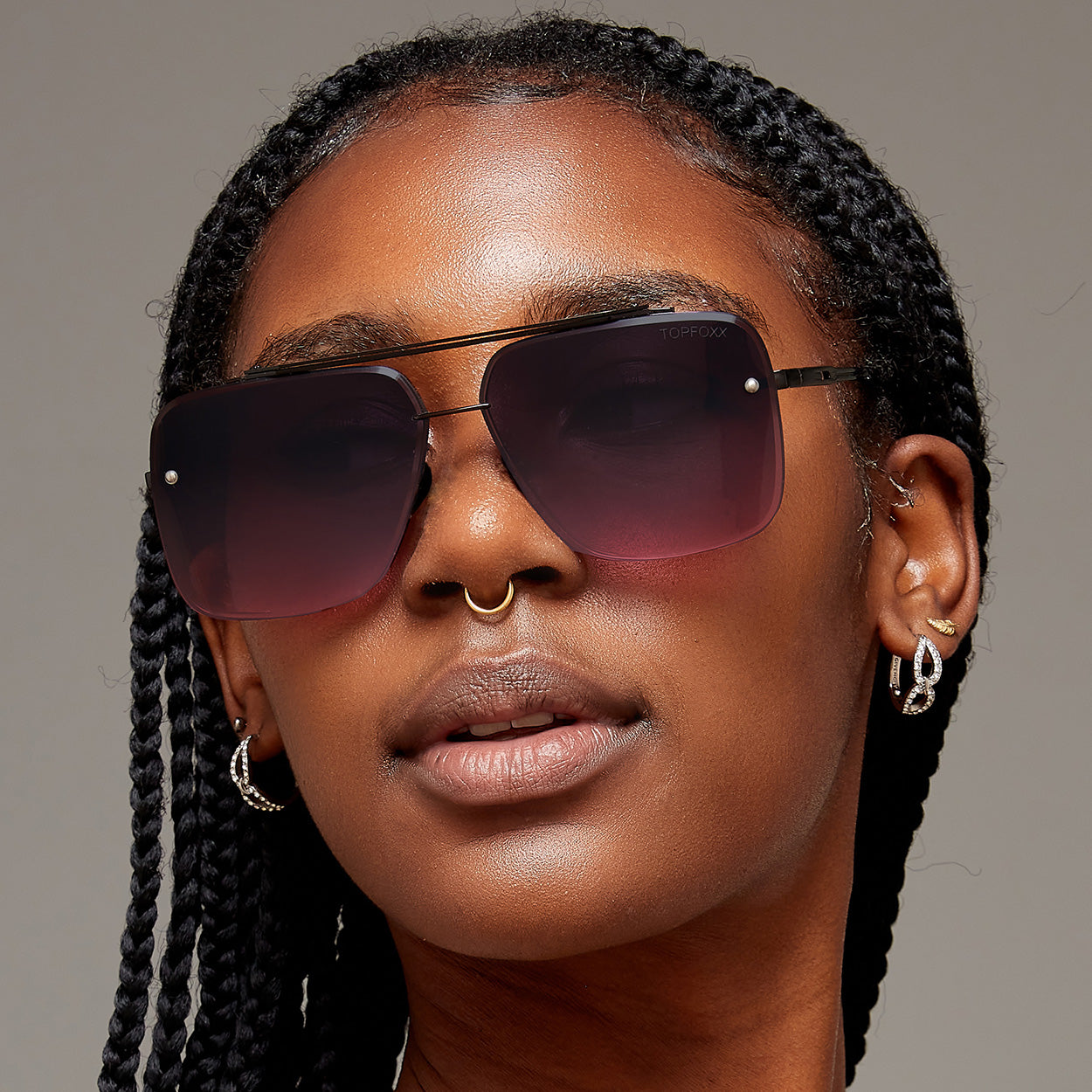 TopFoxx Bella Faded Purple & Pink Tangle-Free Aviator Sunglasses