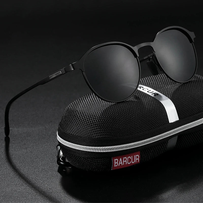 BARCUR Trendy Polarized Round Frame Sunglasses