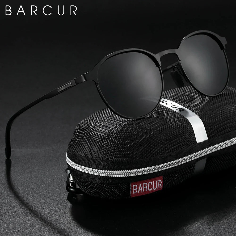 BARCUR Trendy Polarized Round Frame Sunglasses
