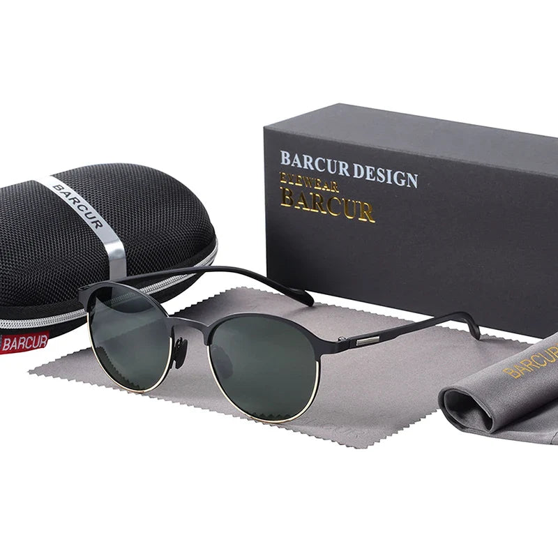 BARCUR Trendy Polarized Round Frame Sunglasses