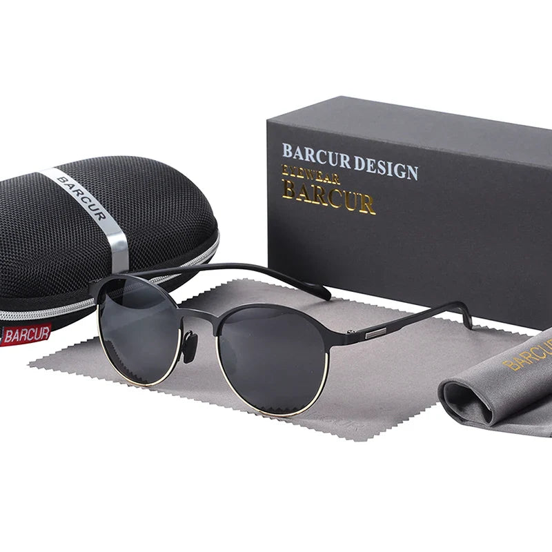 BARCUR Trendy Polarized Round Frame Sunglasses