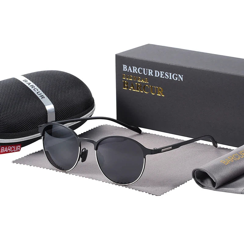 BARCUR Trendy Polarized Round Frame Sunglasses