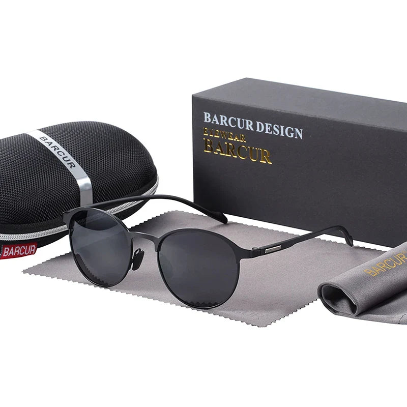 BARCUR Trendy Polarized Round Frame Sunglasses