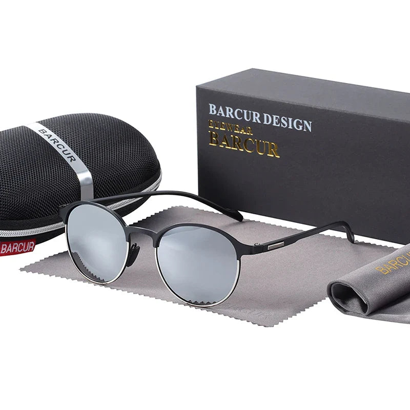 BARCUR Trendy Polarized Round Frame Sunglasses