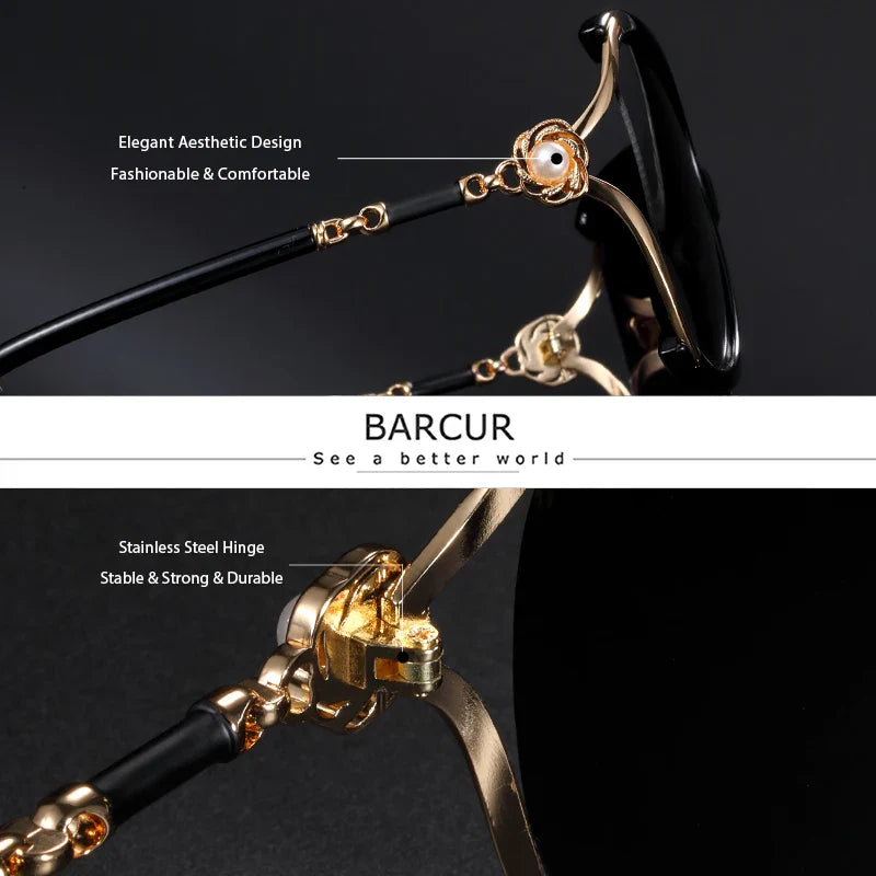Stevvex BARCUR Trendy Butterfly UV400 polarized women's sunglasses with stylish butterfly frame and dark tinted lenses.