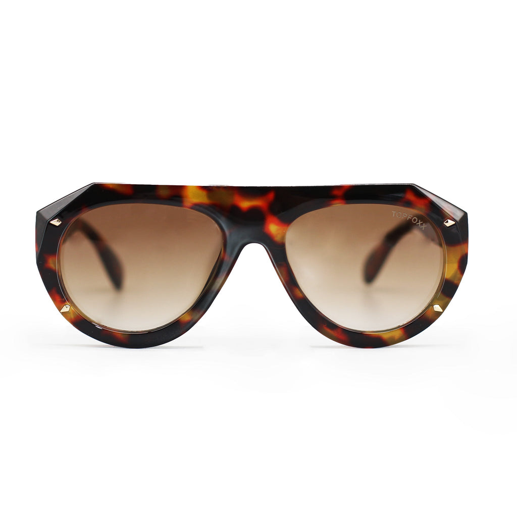 TopFoxx Vega Brown Tortoise Oversized Tangle-Free Sunglasses
