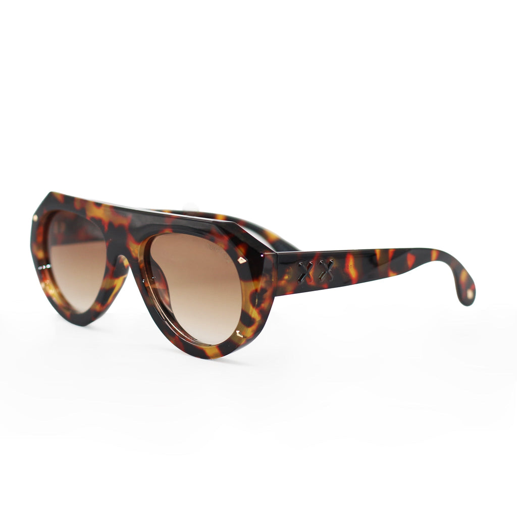 TopFoxx Vega Brown Tortoise Oversized Tangle-Free Sunglasses