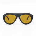 TopFoxx Vega Shield Matte Black & Yellow Oversized Shield Sunglasses