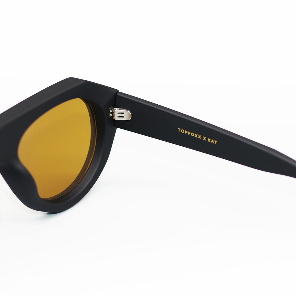 TopFoxx Vega Shield Matte Black & Yellow Oversized Shield Sunglasses