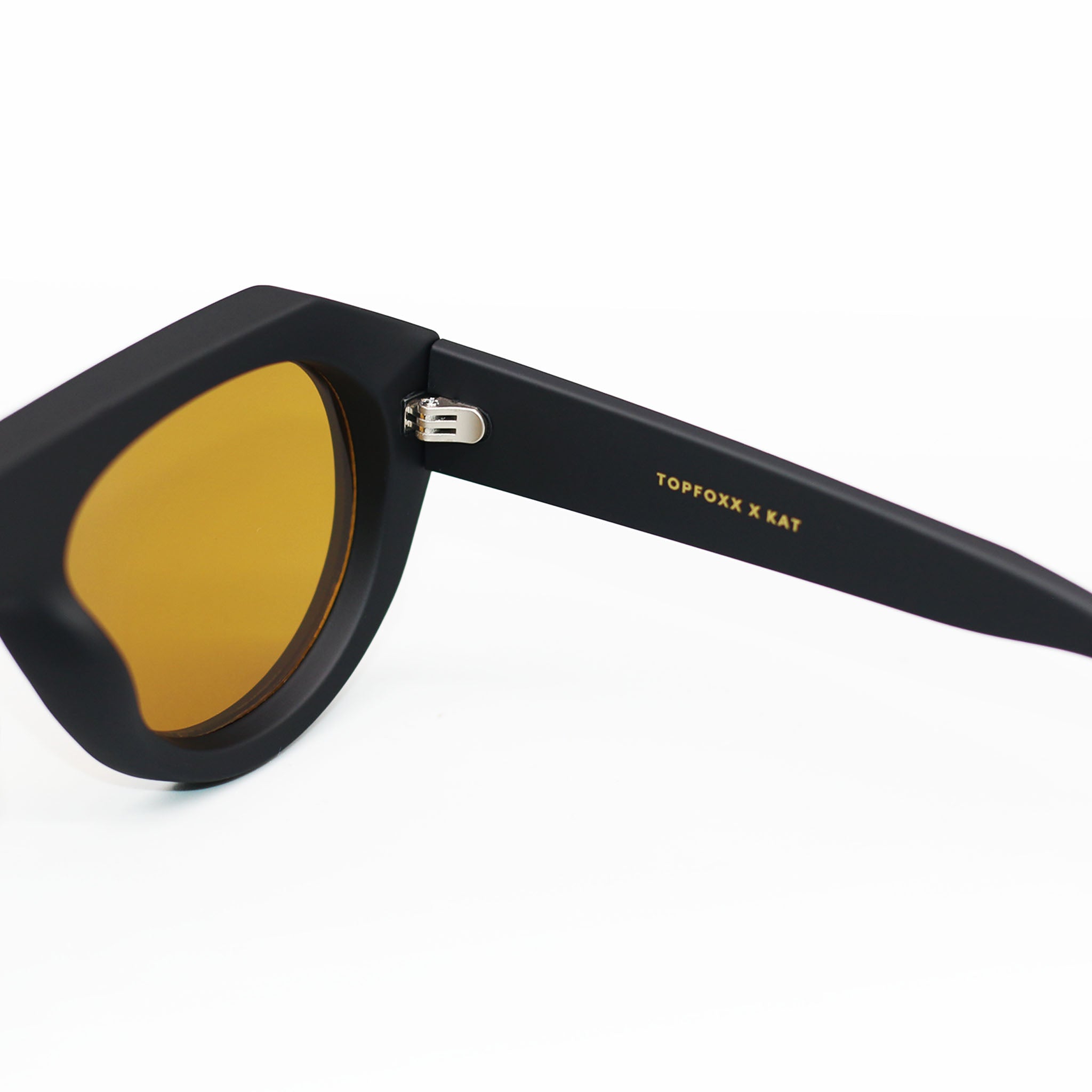 TopFoxx Vega Shield Matte Black & Yellow Oversized Shield Sunglasses
